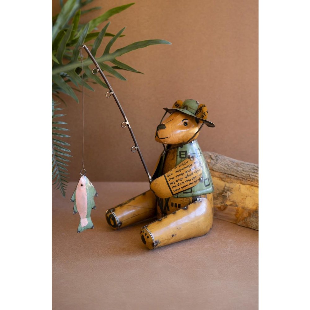Recycled Iron Brown Bear Fishing. Picture 2