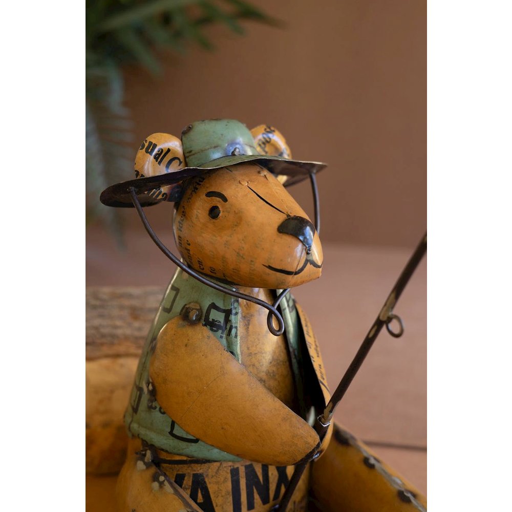 Recycled Iron Brown Bear Fishing. Picture 5