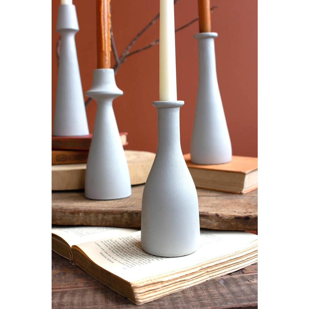 Set Of Six Cast Aluminum Taper Candle Holders. Picture 3