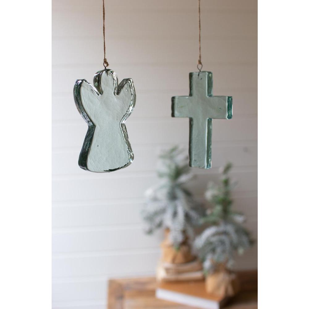 Glass Cross Sun Catcher Ornament. Picture 2