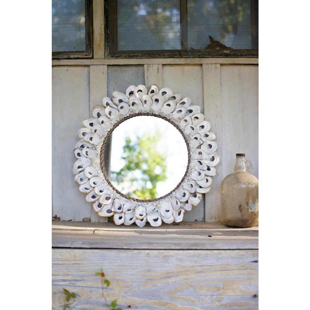 Large Round Oyster Shell Mirror. Picture 1