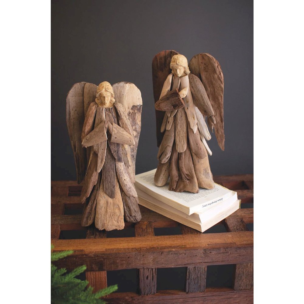 Set Of Two Driftwood Angels. Picture 1