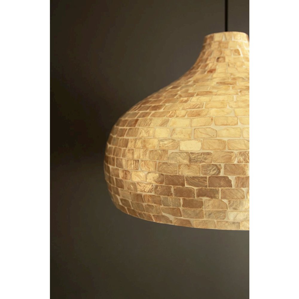 Spun Bamboo Pendant Light with Capiz Shell Detail #2. Picture 3
