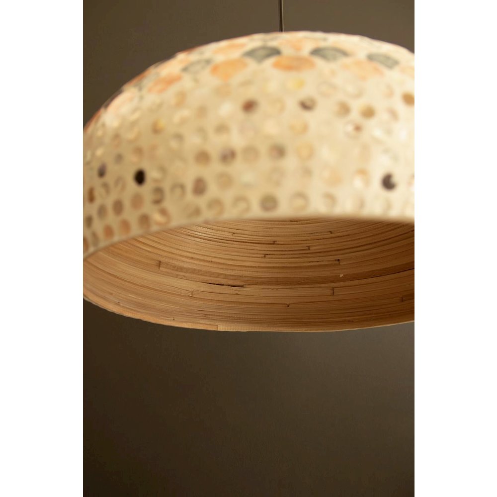 Spun Bamboo Pendant Light with Capiz Shell Detail #3. Picture 2