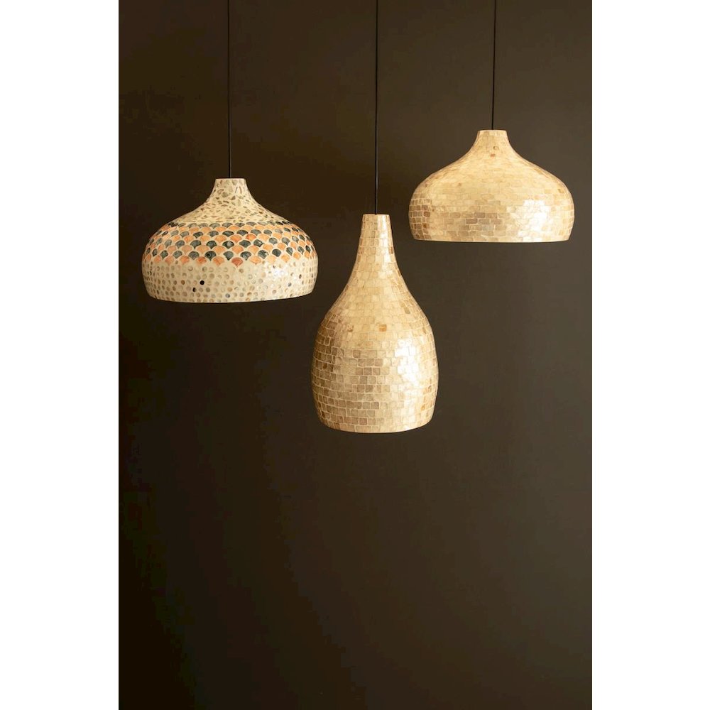 Spun Bamboo Pendant Light with Capiz Shell Detail #3. Picture 4