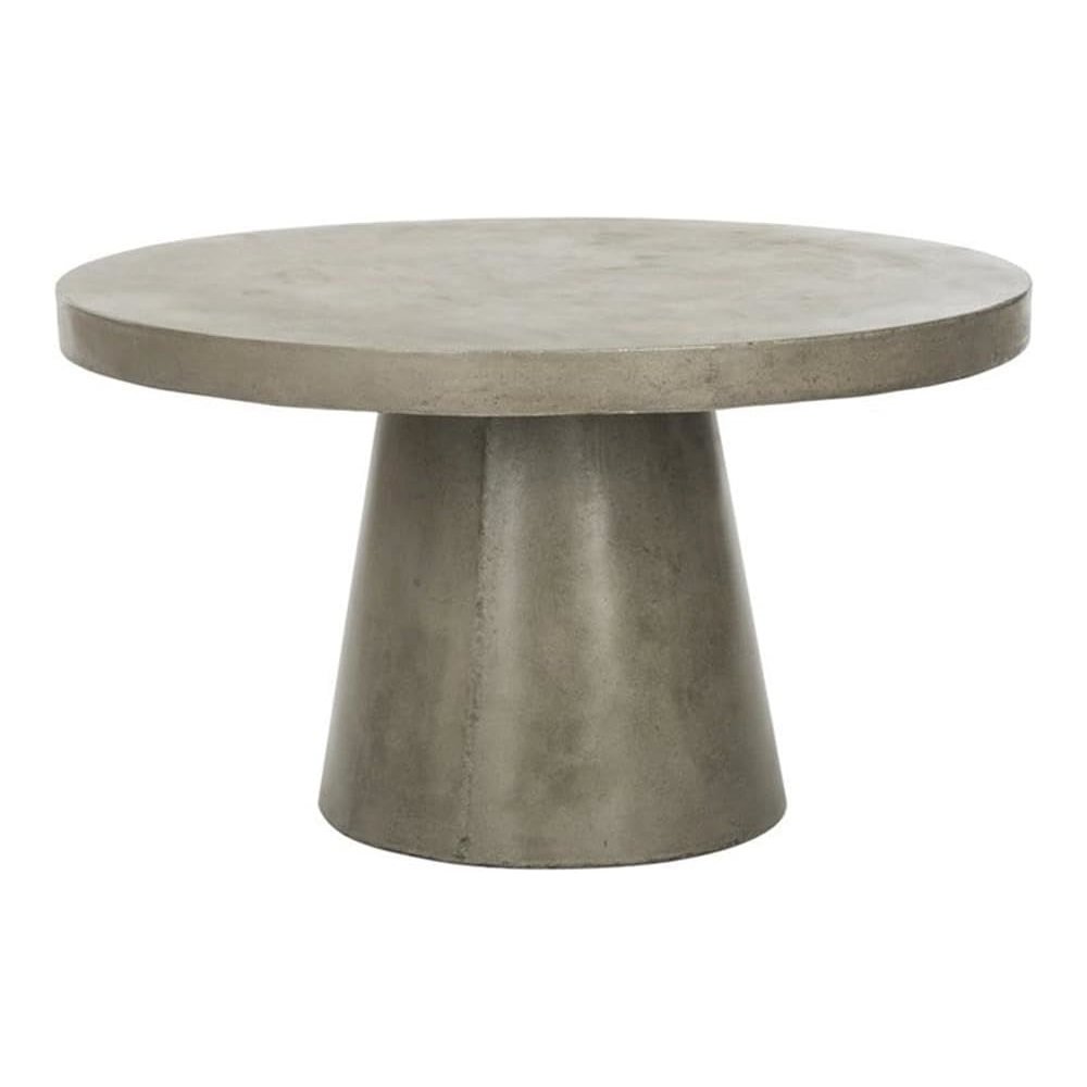 Delfia Indoor/Outdoor Modern Concrete Round 27.56-Inch Dia Coffee Table. Picture 1