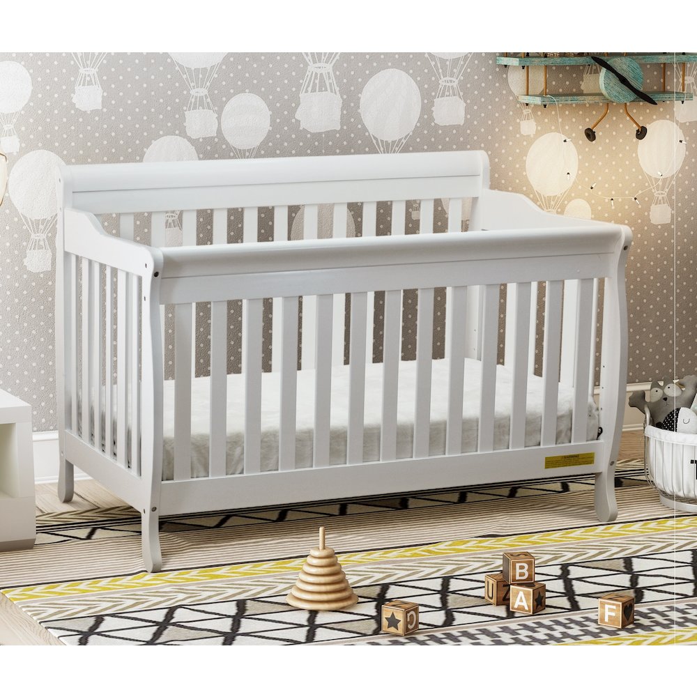 Alice 4-in-1 Convertible Crib with Toddler Guardrail White. Picture 7