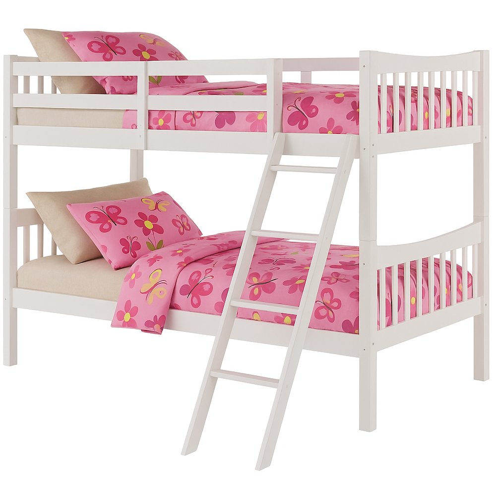 FR Twin Over Twin Bunk Bed White. Picture 1
