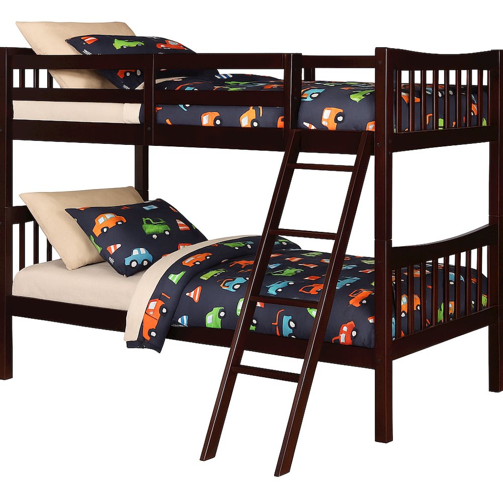 FR Twin Over Twin Bunk Bed Espresso. Picture 1