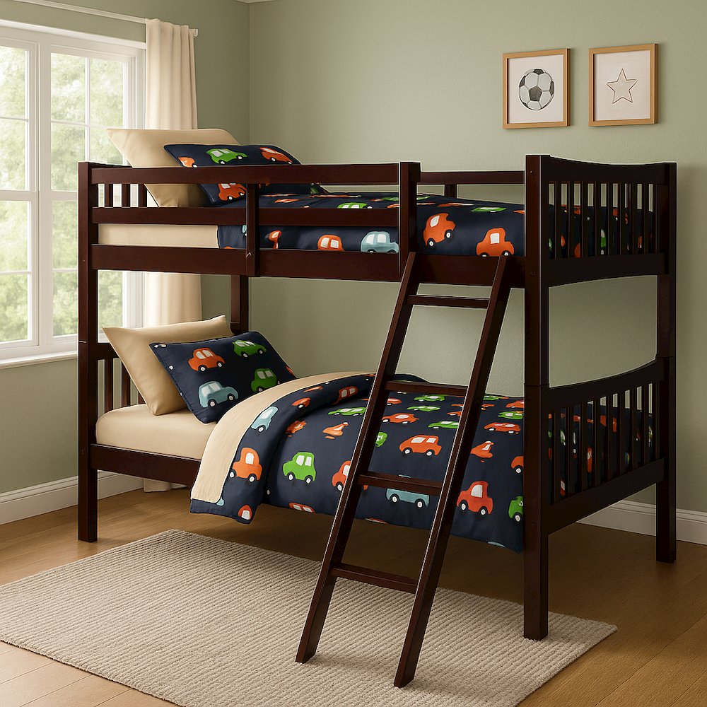 FR Twin Over Twin Bunk Bed Espresso. Picture 3
