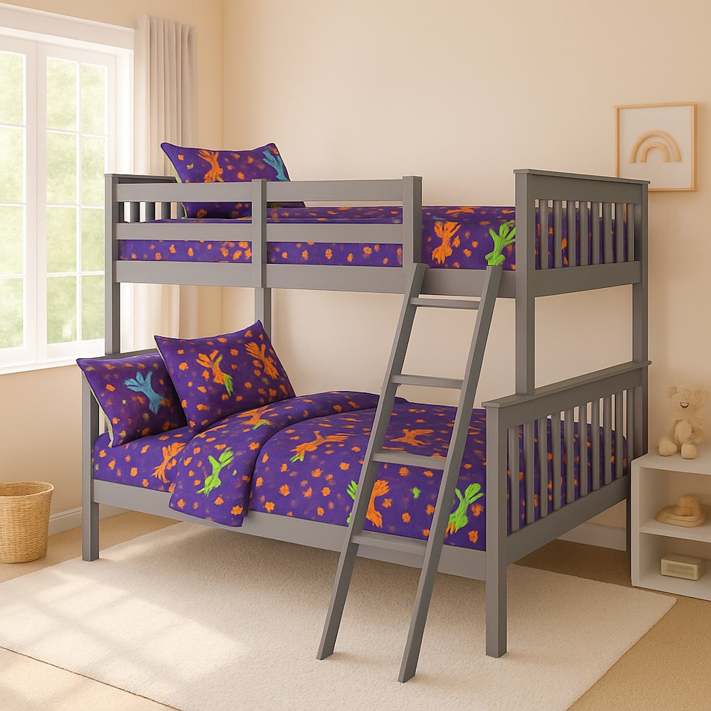 BR Twin Over Full Bunk Bed Gray. Picture 3