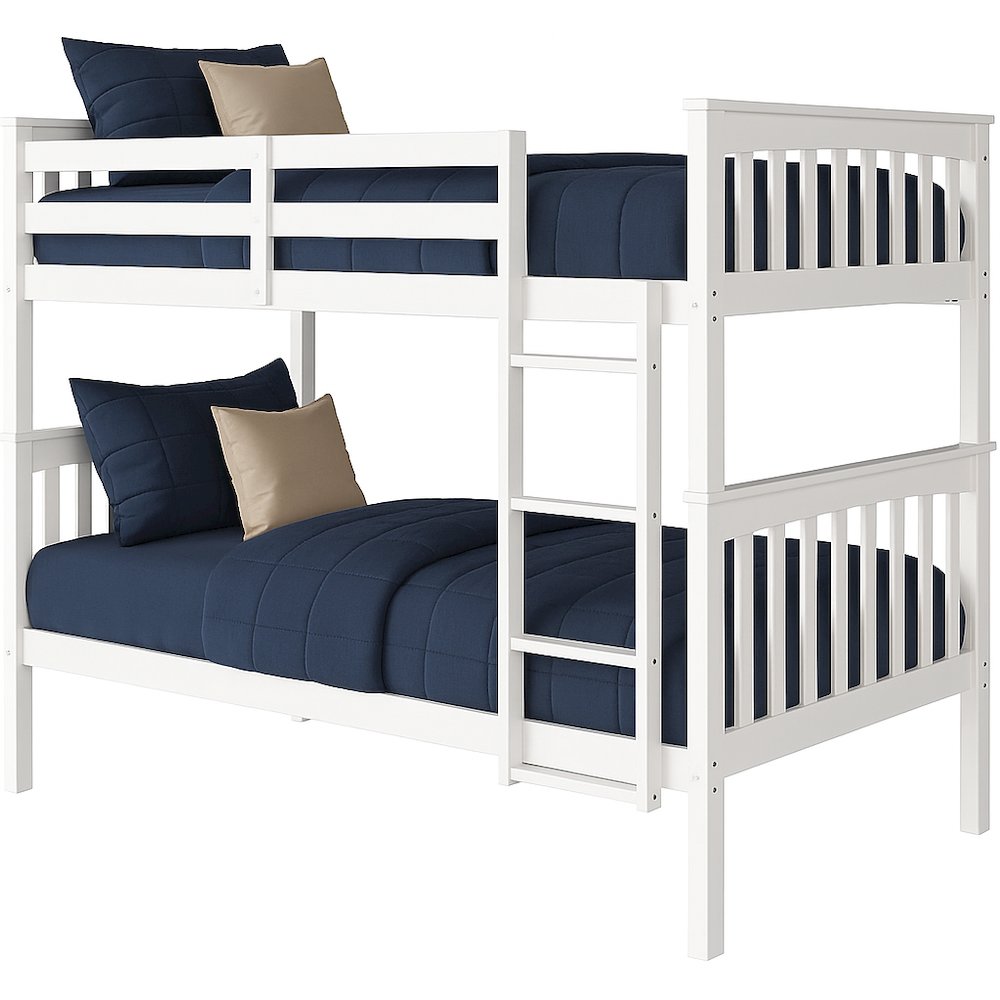 BR Twin Over Twin Bunk Bed White. Picture 1