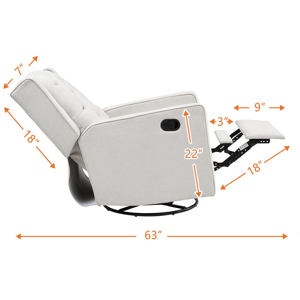 Ava Manual Swivel Glider Recliner Gray. Picture 7