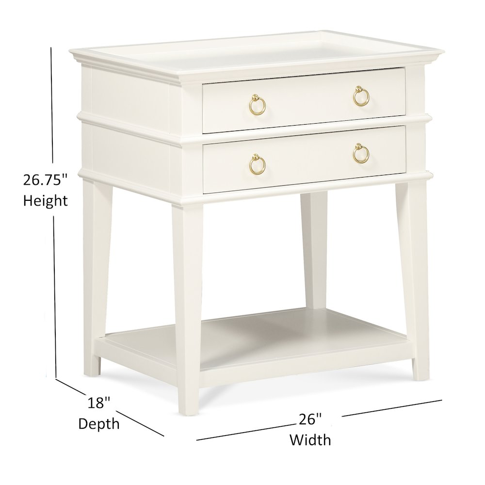 Clara White 2-Drawer Tray Top Nightstand. Picture 8