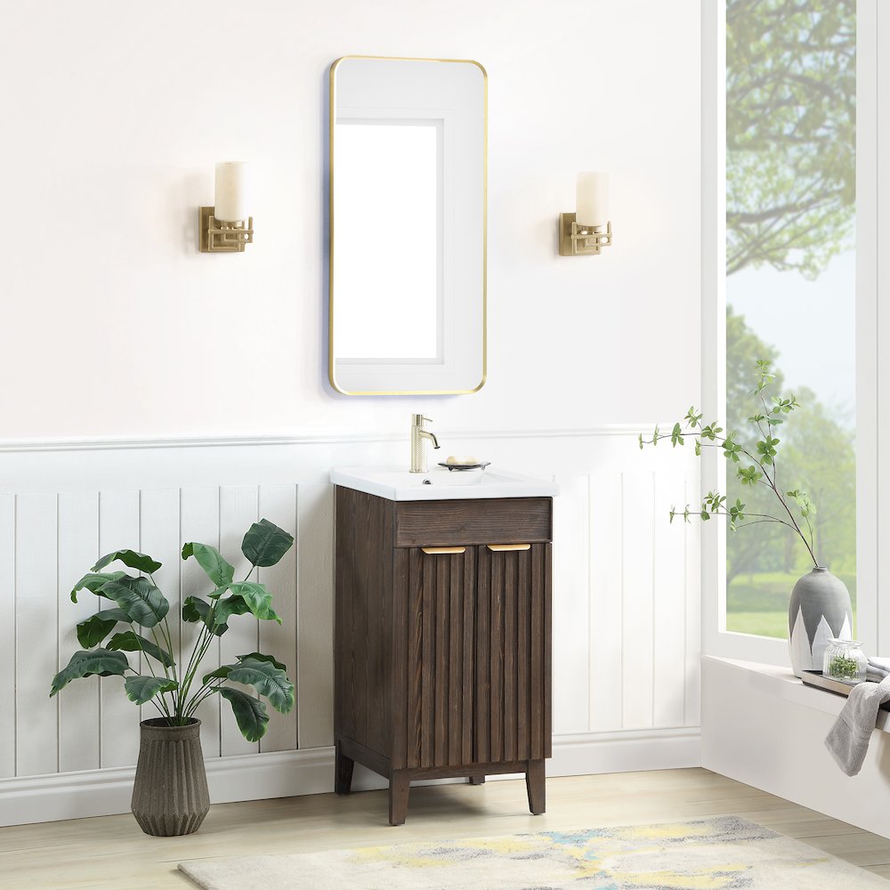 Palos 18" Free-standing Single Bath Vanity in Spruce Aged Brown. Picture 4