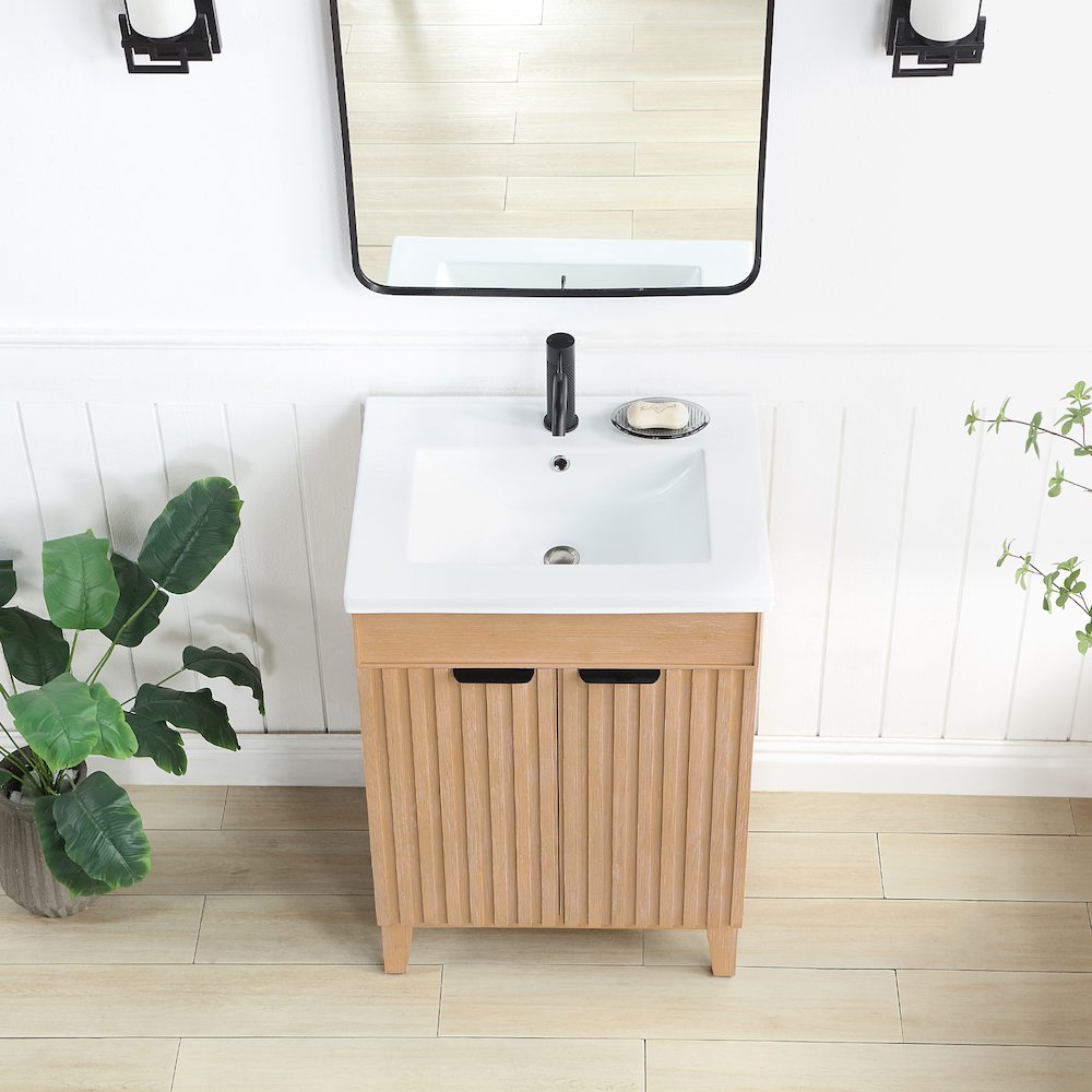 Palos 24" Free-standing Single Bath Vanity in Fir Wood Brown. Picture 6