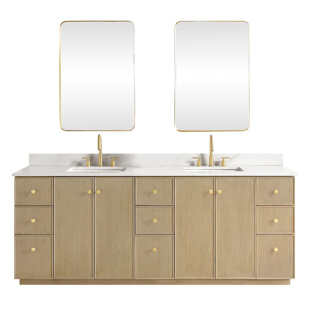 Oza 84" Free-standing Double Bath Vanity in Aged Natural Oak. Picture 1