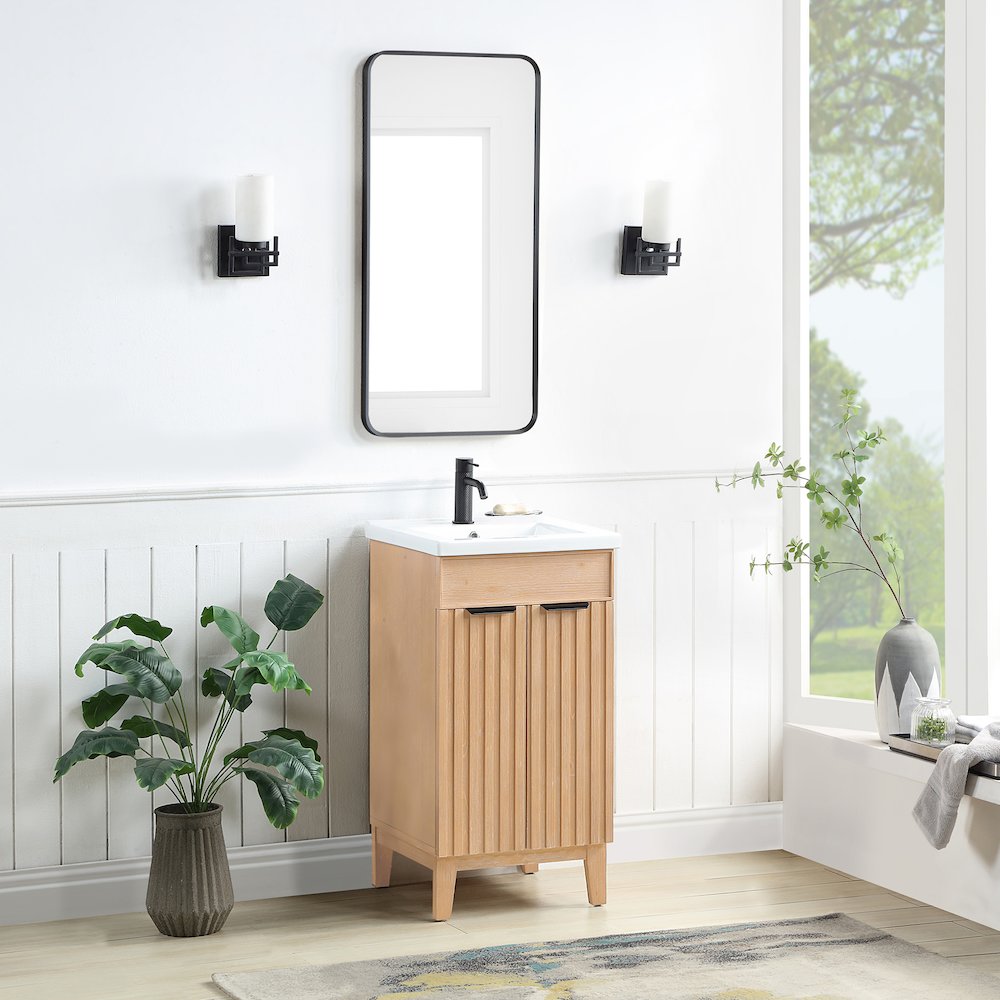 Palos 18" Free-standing Single Bath Vanity in Fir Wood Brown. Picture 5