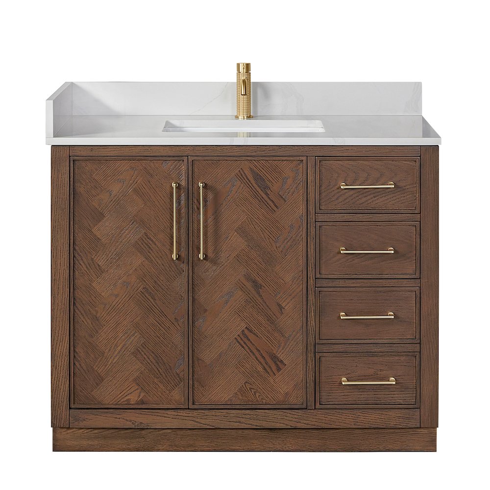 Jakarta 42" Freestanding Single Bath Vanity in Aged Dark Brown Oak. Picture 1