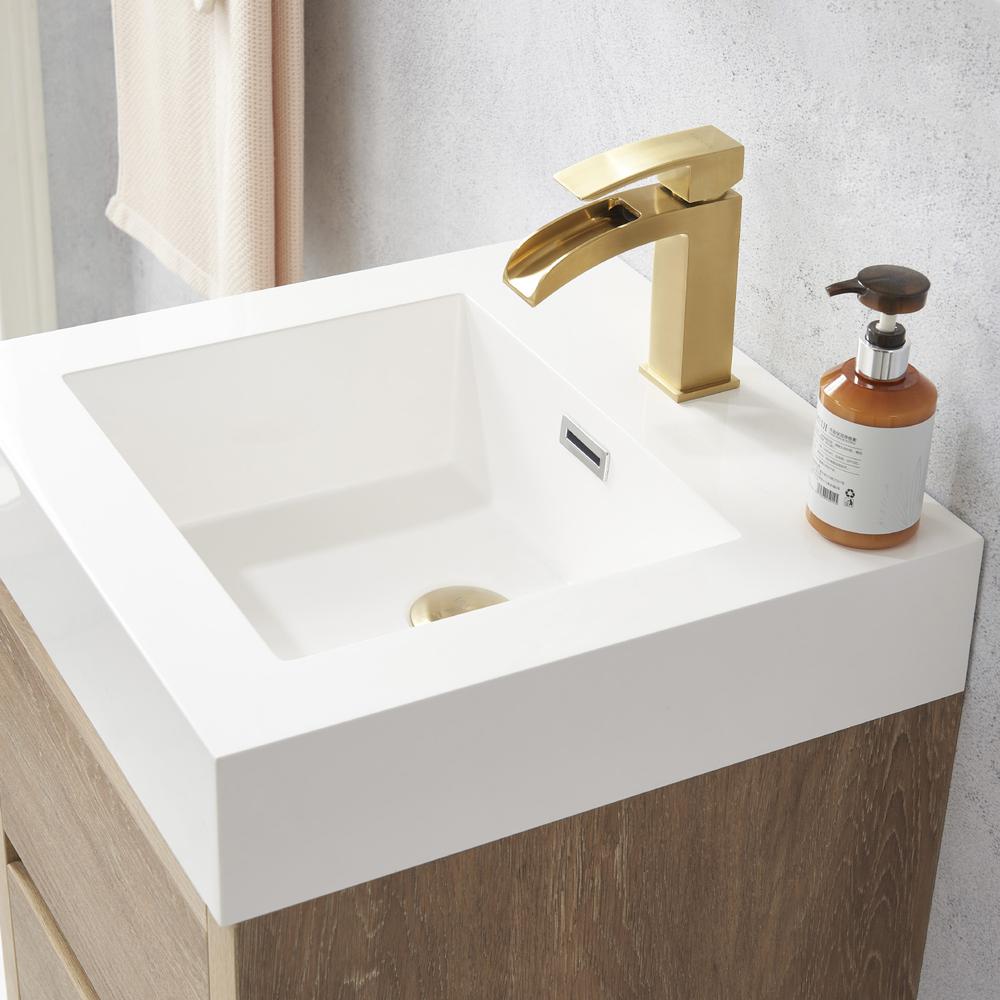 Single Sink Wall-Mount Bath Vanity with Composite Integral Square Sink Top. Picture 5