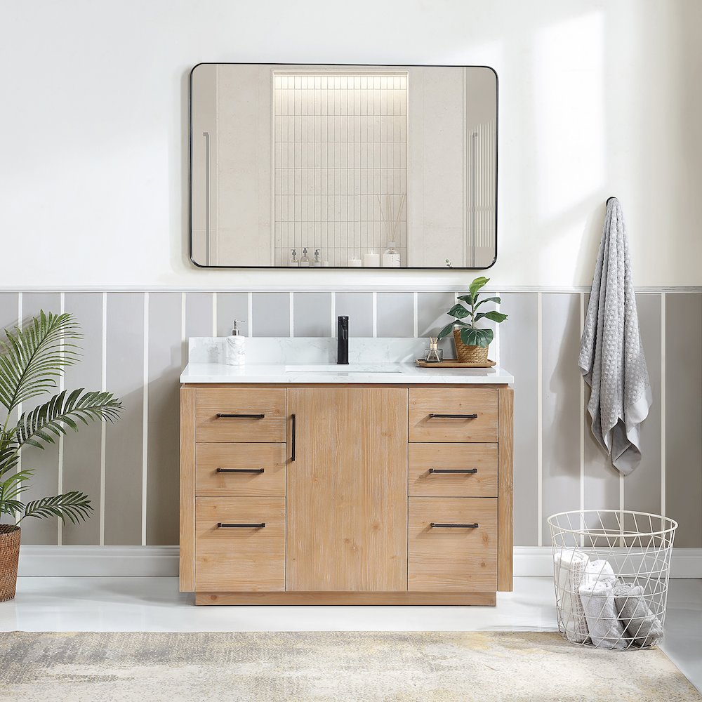 San 48" Free-standing Single Bath Vanity in Fir Wood Brown. Picture 3