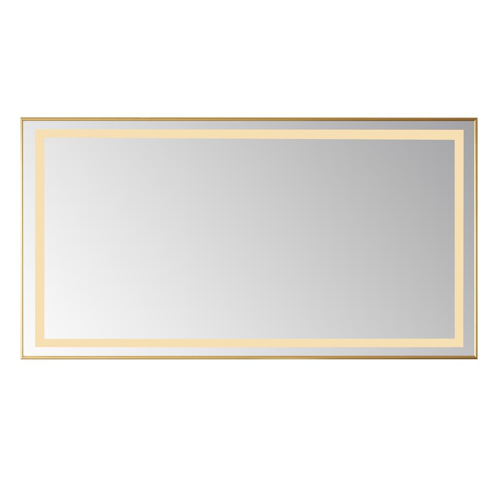 60" Rectangular Aluminum Framed LED Wall Mount Bathroom Vanity Mirror in Gold. Picture 1