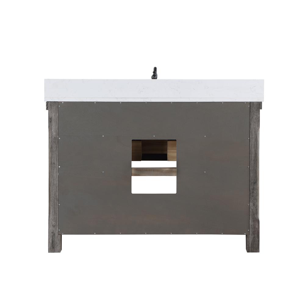 Single Bath Vanity with Composite Stone Top, White Farmhouse Basin. Picture 3