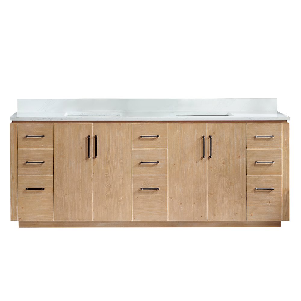 San 84" Free-standing Double Bath Vanity in Fir Wood Brown. Picture 2