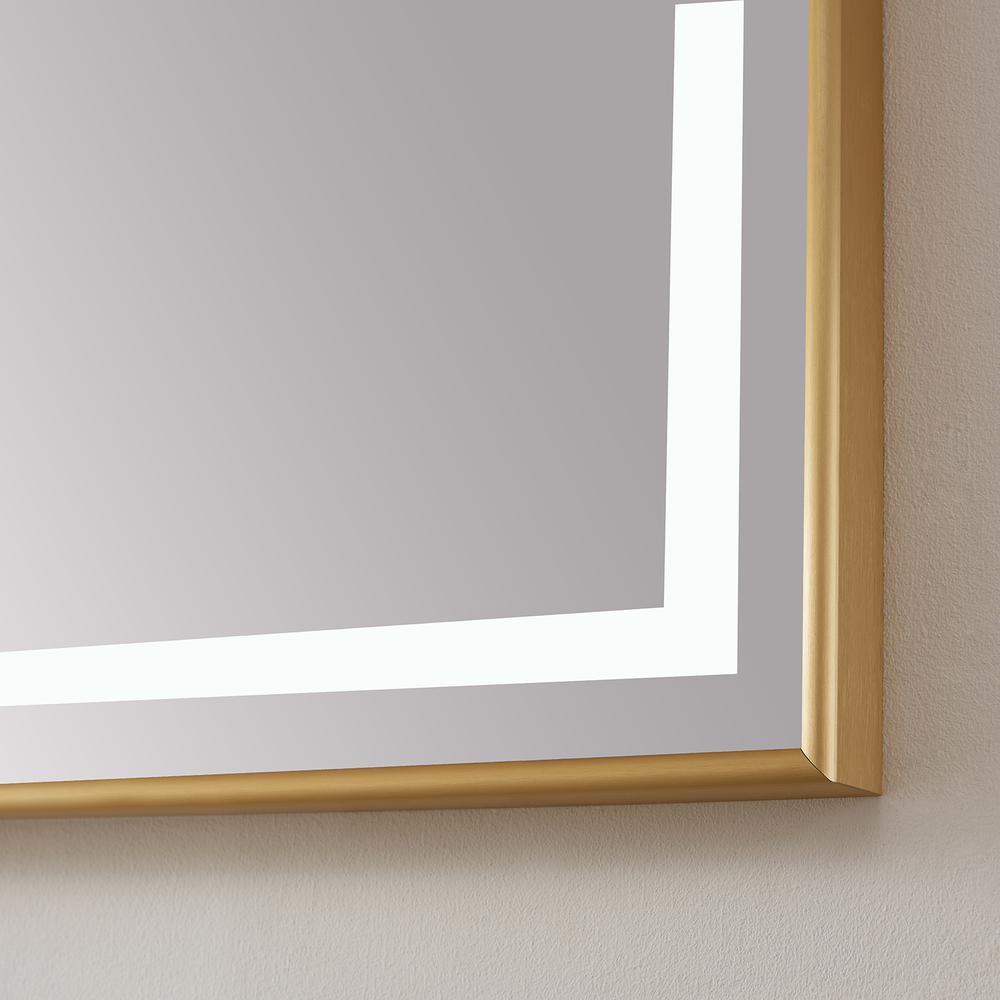 60" Rectangular Aluminum Framed LED Wall Mount Bathroom Vanity Mirror in Gold. Picture 5
