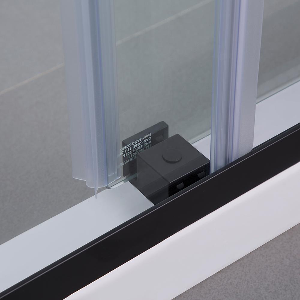 Rectangle Double Sliding Frameless Shower Enclosure in Matte Black. Picture 8
