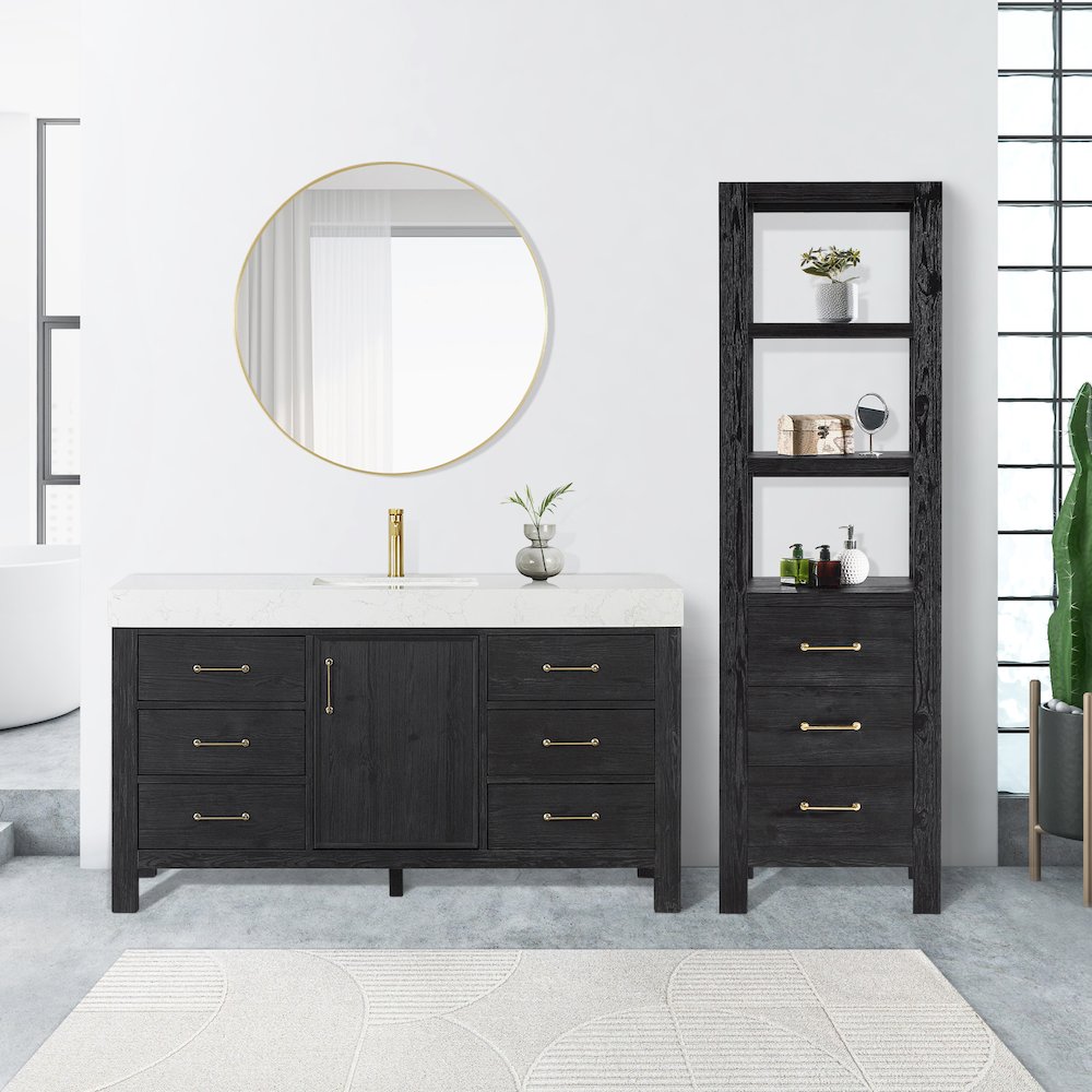 León 22in. Black Storage Cabinet for Bathroom, Kitchen and Living Room. Picture 11