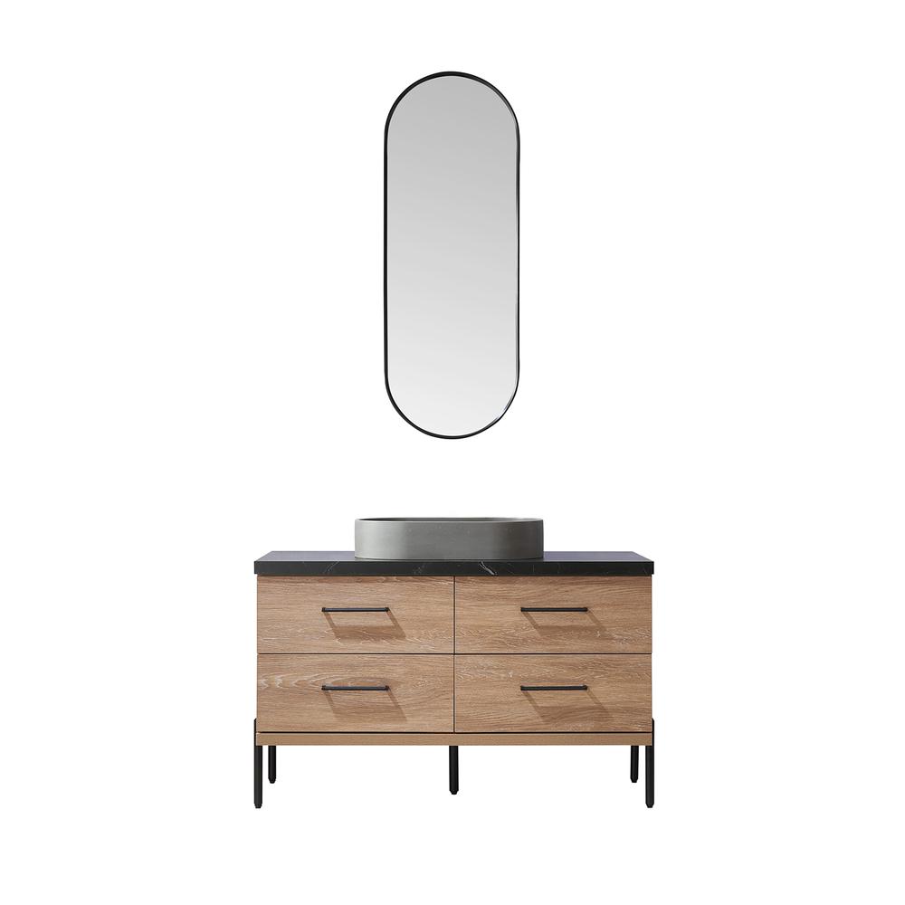 Single Sink Bath Vanity with Sintered Stone Top with Concrete Sink and Mirror. Picture 2