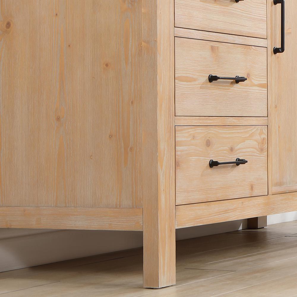 Free-standing Double Bathroom Vanity with Composite top in Lightning White. Picture 14