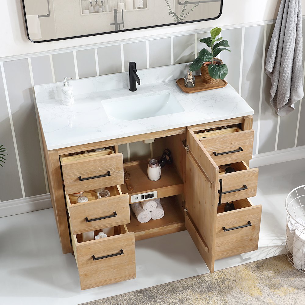 San 48" Free-standing Single Bath Vanity in Fir Wood Brown. Picture 6