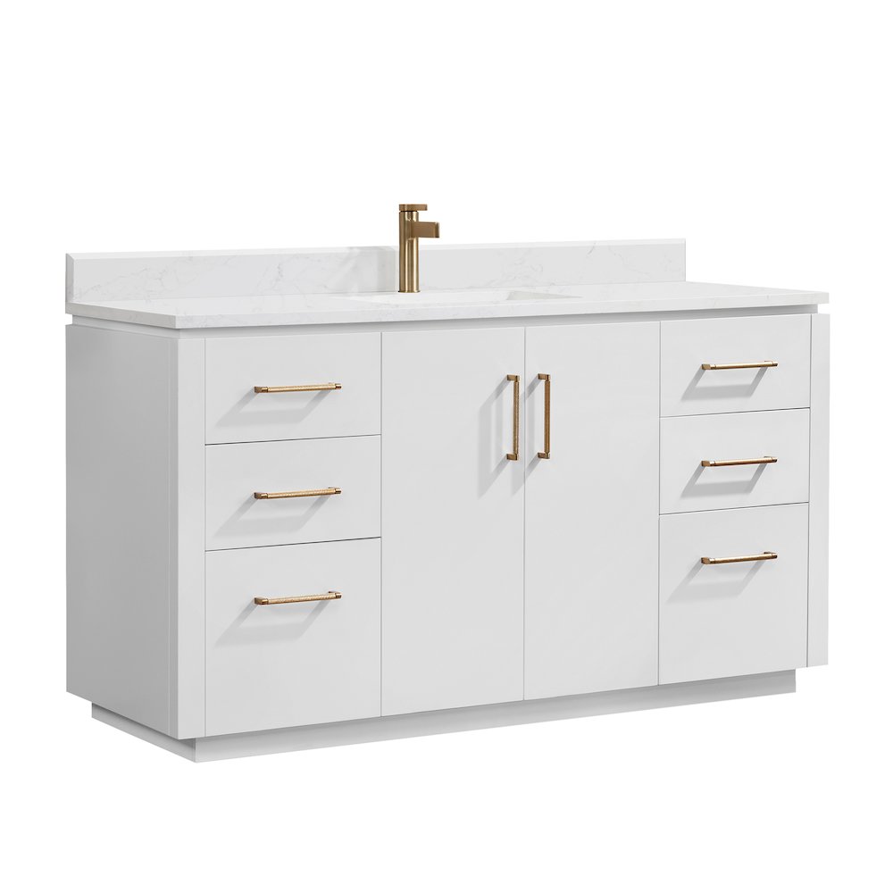 San 60" Free-standing Single Bath Vanity in White. Picture 1
