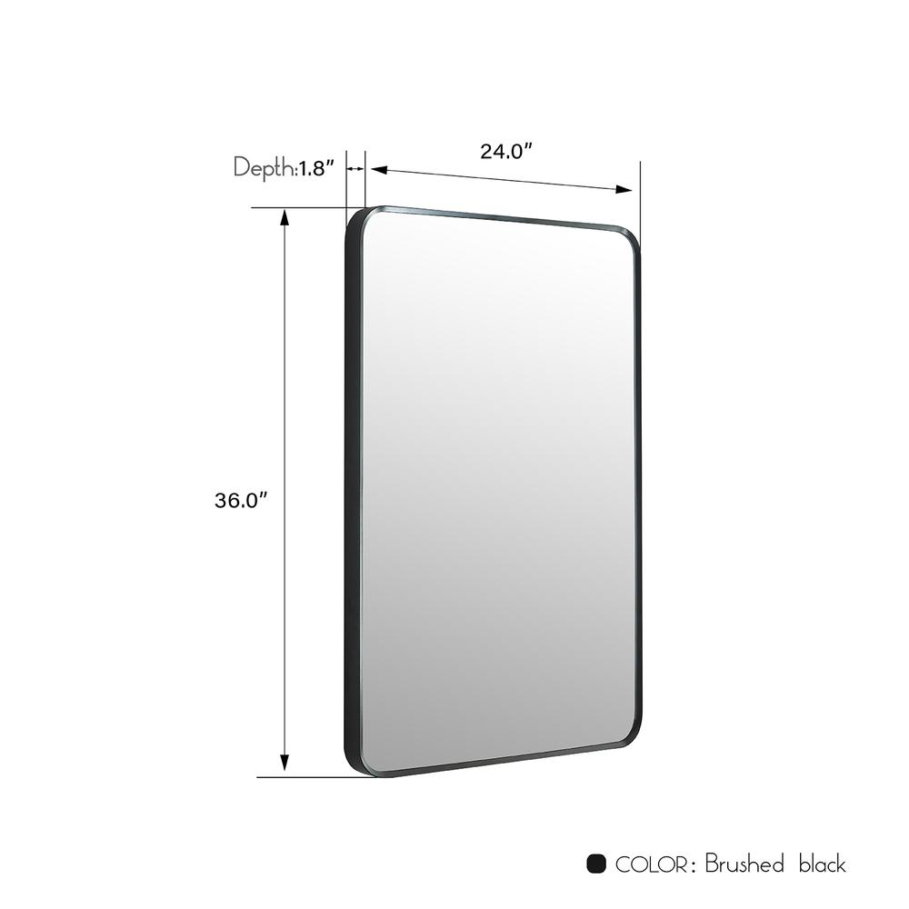 Mutriku 24 in. W x 36 in. H Rectangle Metal Wall Mirror in Brushed Black. Picture 8