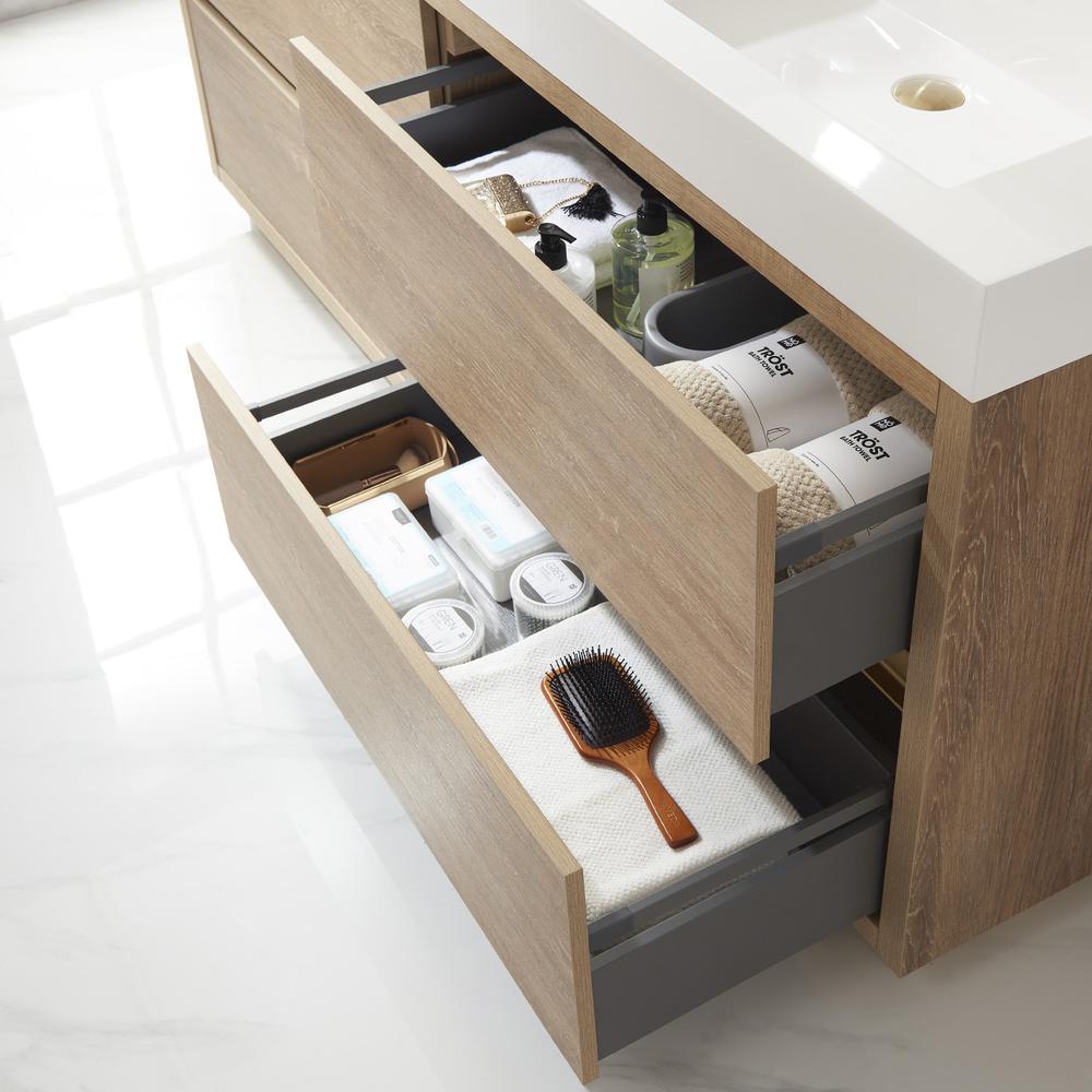 Double Sink Bath Vanity with Composite Integral Square Sink Top and Mirror. Picture 8