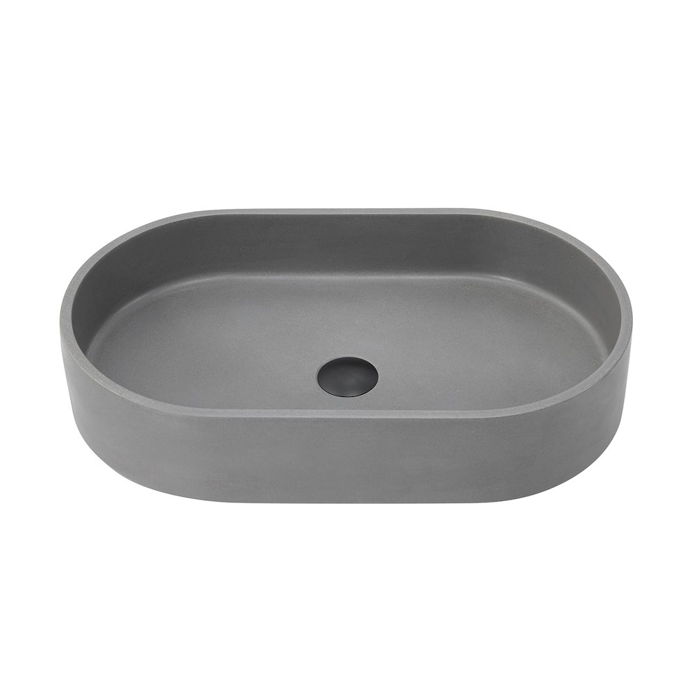 Vinnova Eibar Grey Concrete Oval Vessel Bathroom Sink. Picture 1
