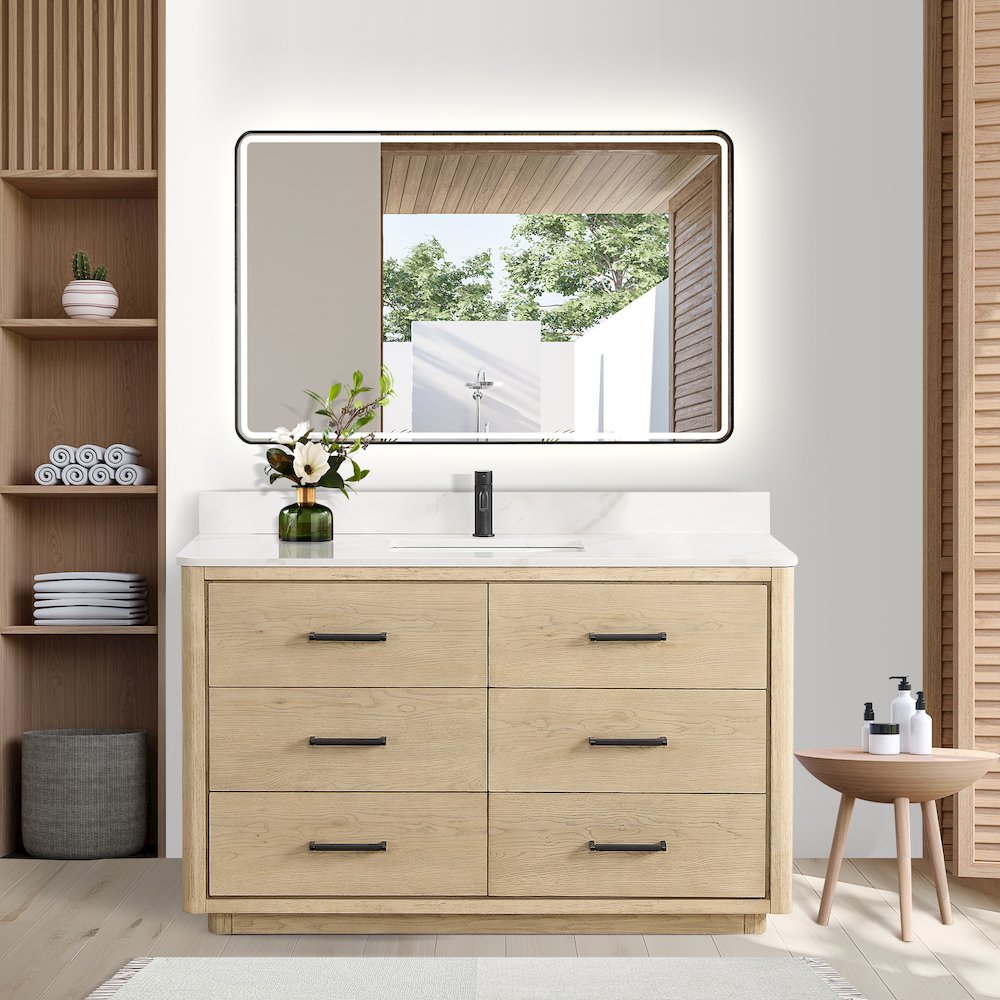 Porto 55" Free-standing Single Bath Vanity in Aged Natural Oak. Picture 8
