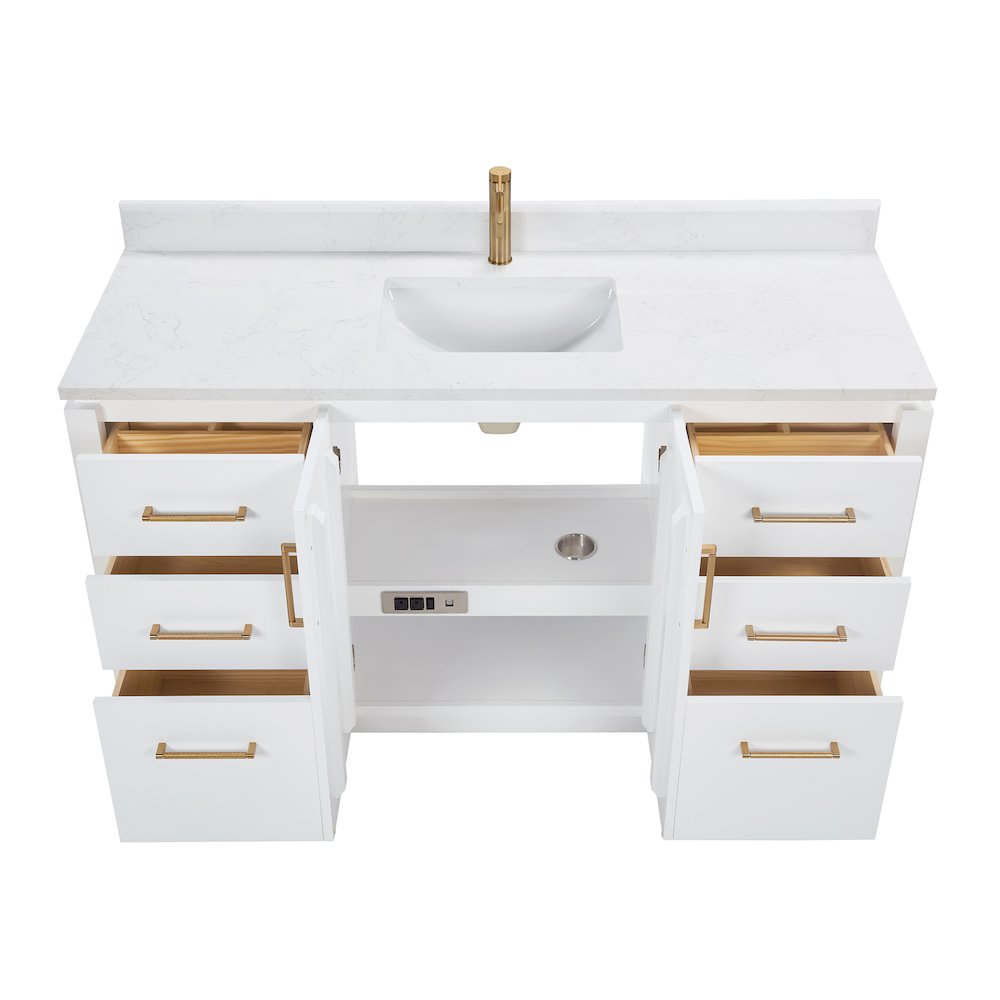 San 60" Free-standing Single Bath Vanity in White. Picture 16