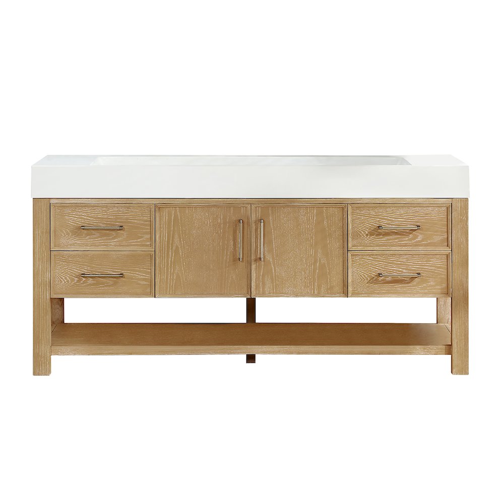 Vera 72" Free-standing Single Bath Vanity in Washed Ash Grey. Picture 1
