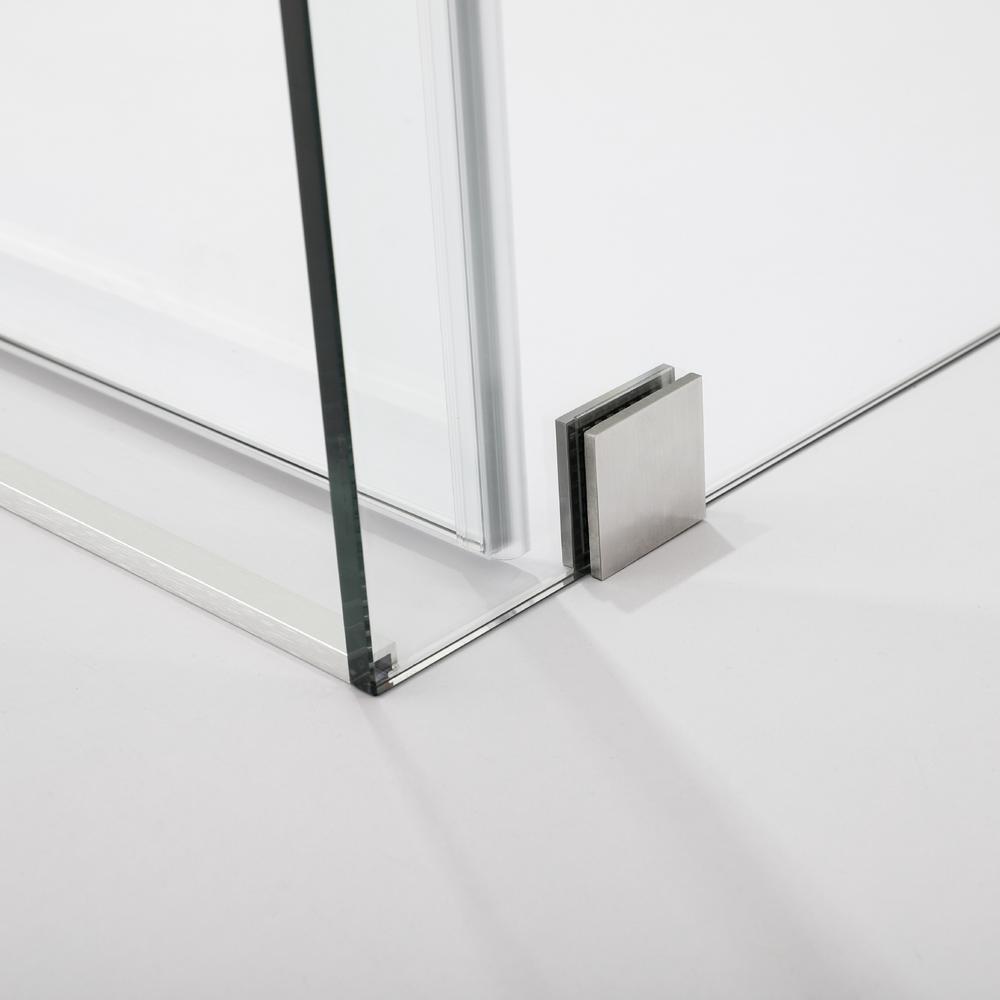 Rectangle Single Sliding Frameless Shower Enclosure in Brushed Nickel. Picture 3