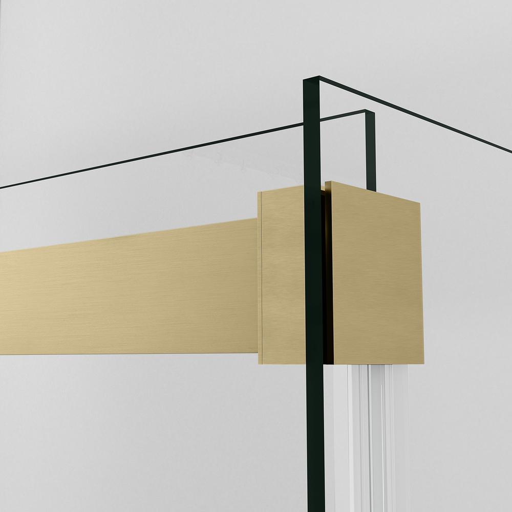 Rectangle Double Sliding Frameless Shower Enclosure in Brushed Gold. Picture 11