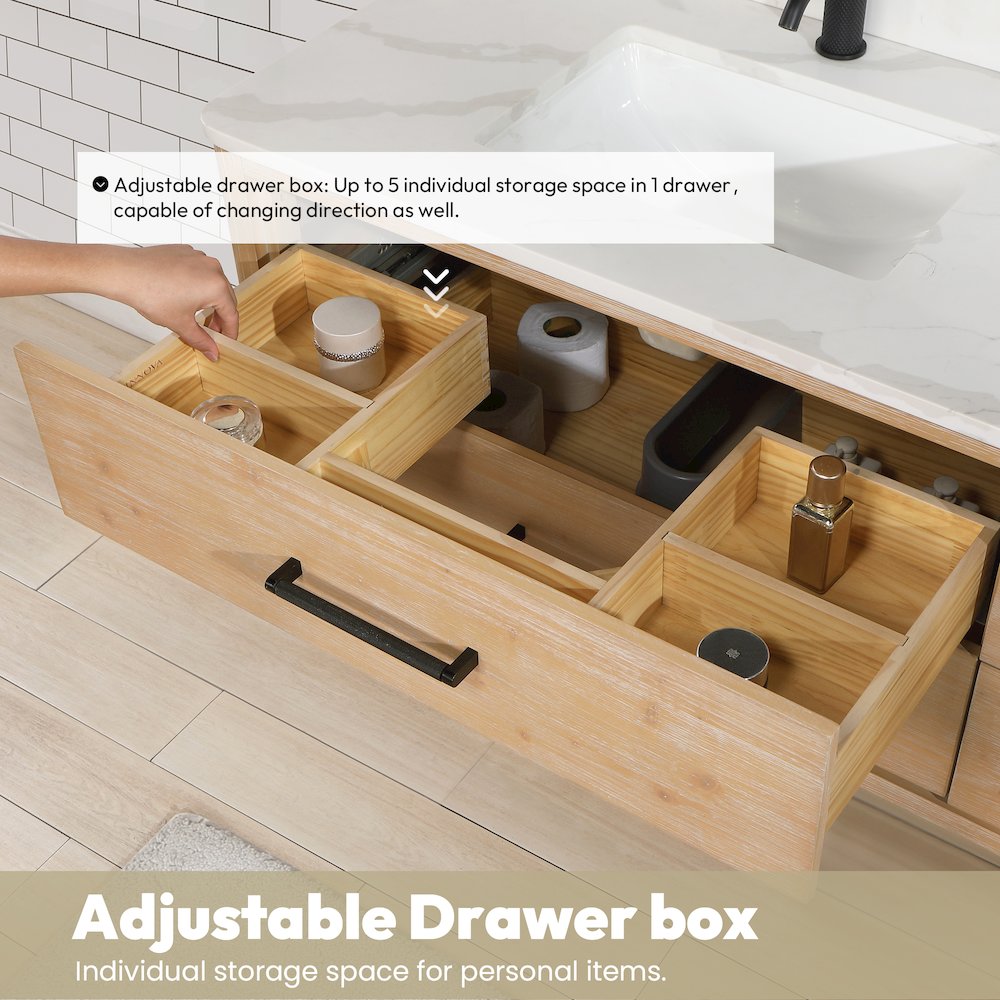 Cristo 36" Floating Single Bath Vanity in Fir Wood Brown. Picture 9