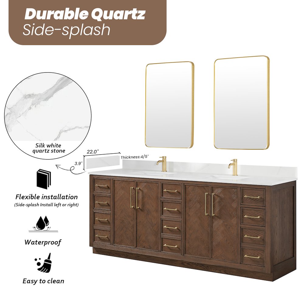Jakarta 84" Freestanding Double Bath Vanity in Aged Dark Brown Oak. Picture 18