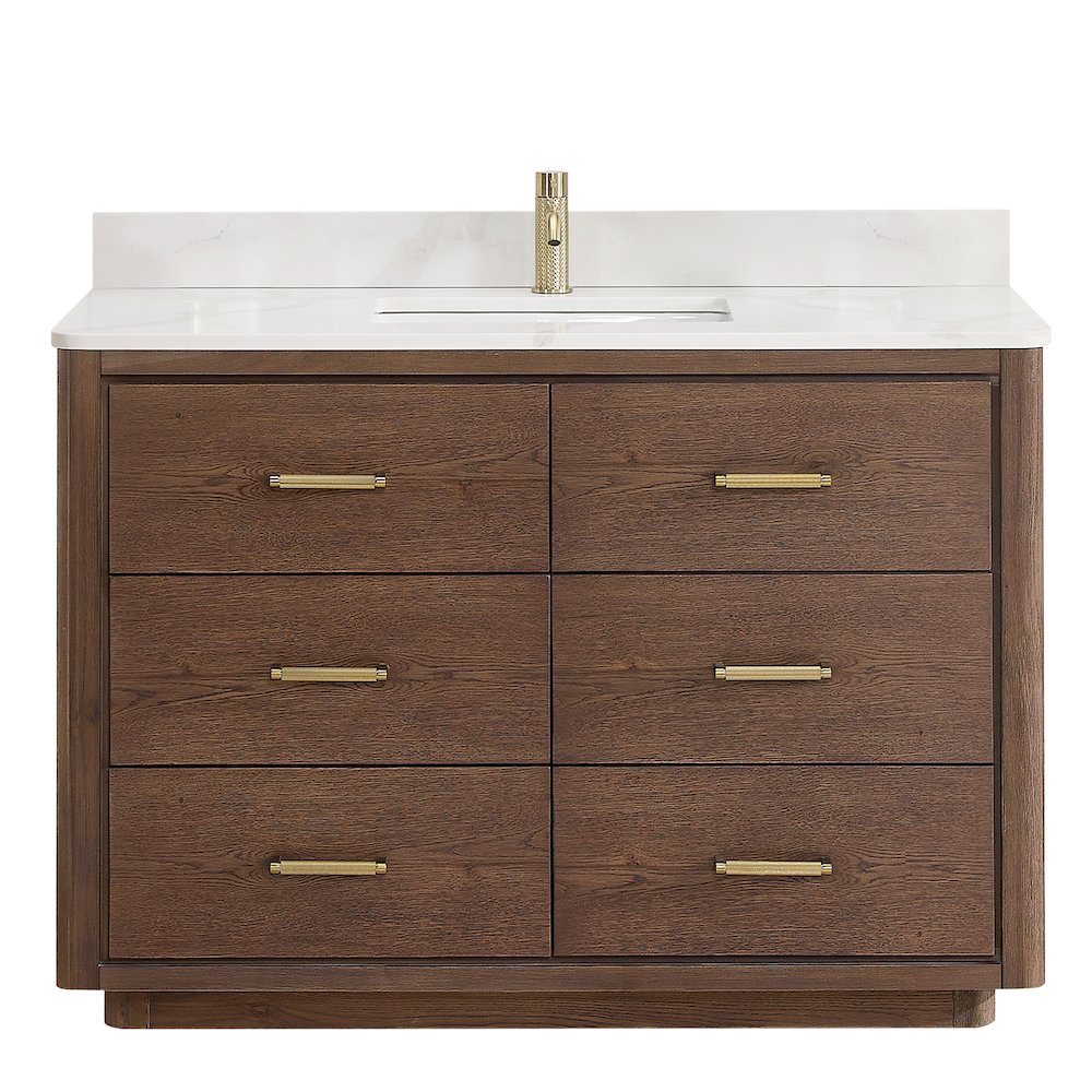 Porto 48" Free-standing Single Bath Vanity in Aged Dark Brown Oak. Picture 1