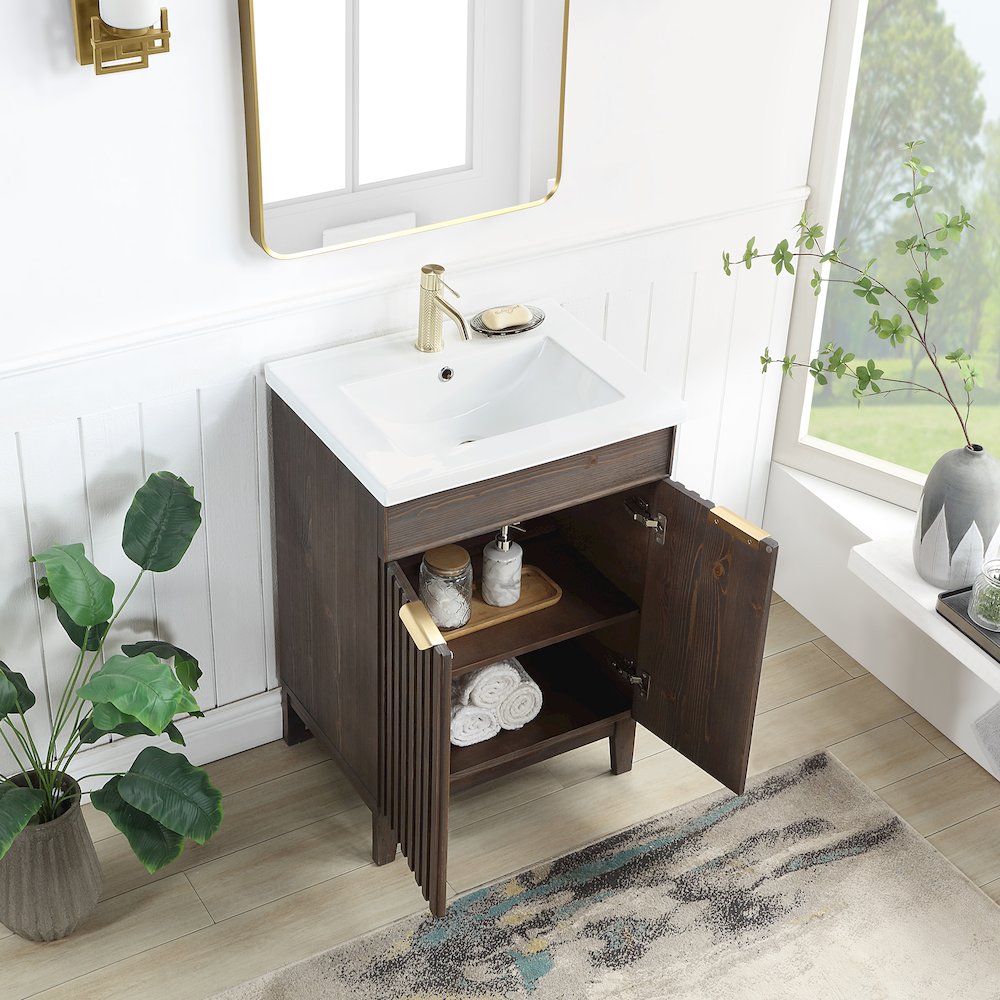 Palos 24" Free-standing Single Bath Vanity in Spruce Aged Brown. Picture 5