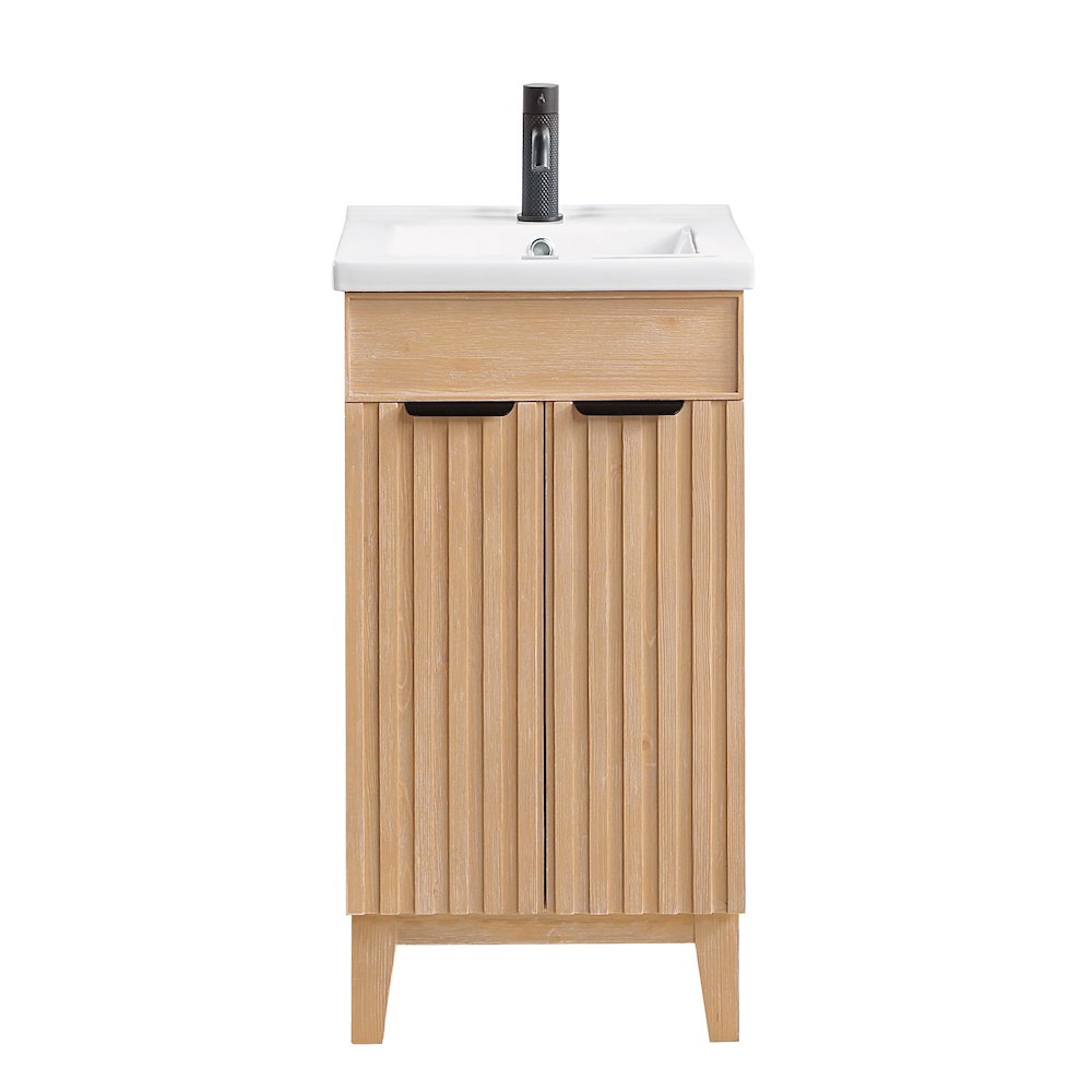 Palos 18" Free-standing Single Bath Vanity in Fir Wood Brown. Picture 1