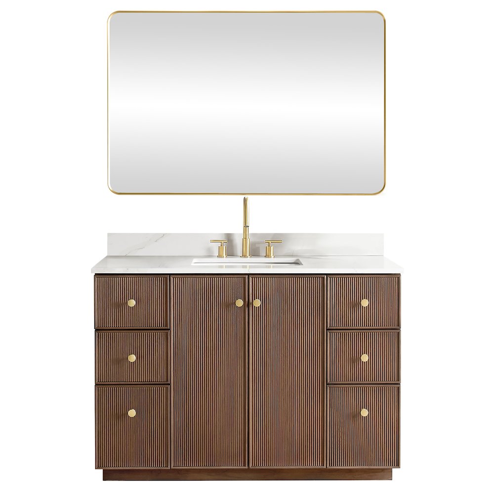 Oza 48" Free-standing Single Bath Vanity in Aged Dark Brown Oak. Picture 1