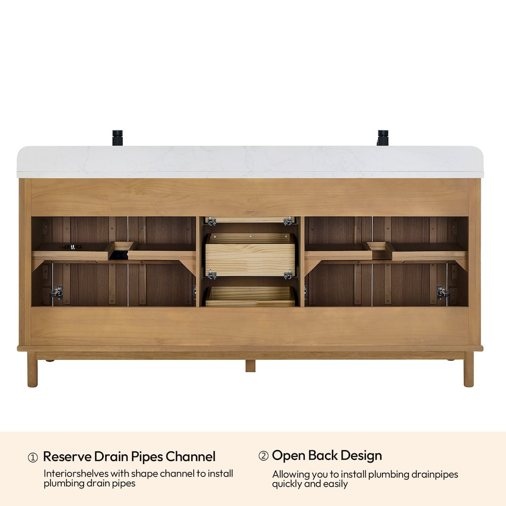 Seoul 72" Free-standing Double Bath Vanity in Washed Ash Grey. Picture 16